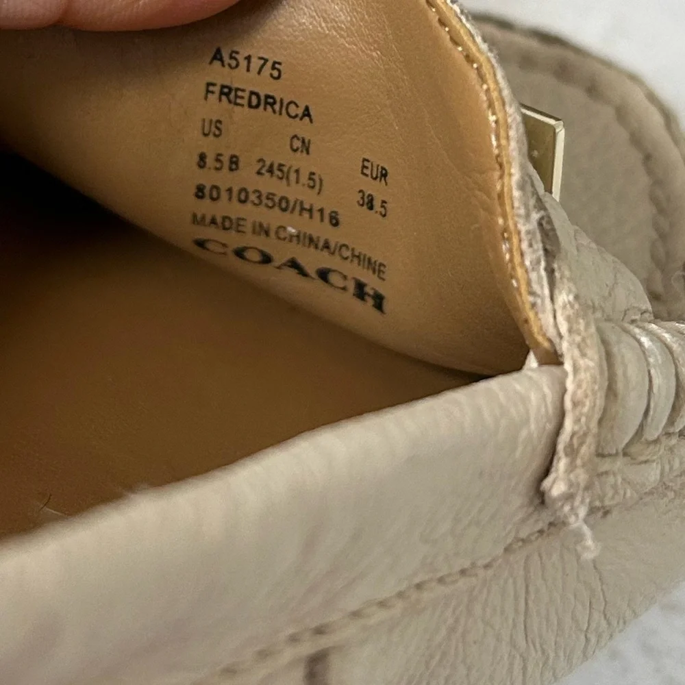 Coach Beige Leather Women’s Slip-Ons